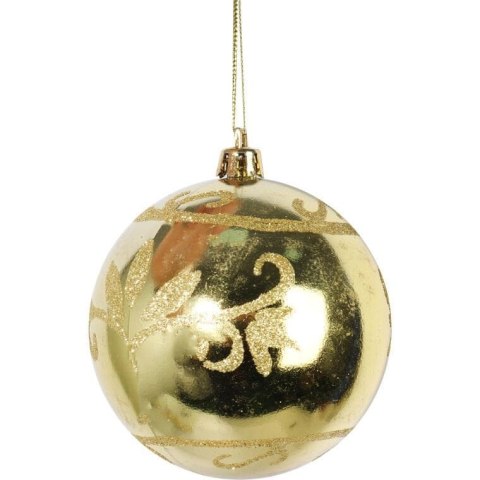 Zestaw 6 Złotych Bombek Plastikowych 8cm do Dekoracji Świątecznej