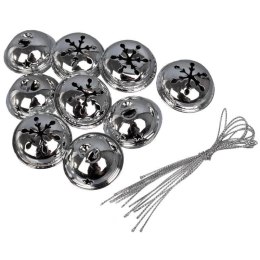 Zestaw 9 Srebrnych Dzwonków na Choinkę - Świąteczne Dekoracje Bożonarodzeniowe