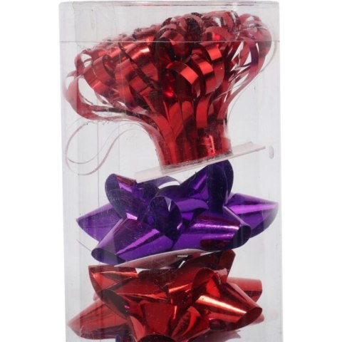 Zestaw do pakowania prezentów: rozetki + wstążka cekinowa kolor czerwono fioletowy