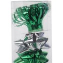 Zestaw do pakowania prezentów: rozetki + wstążka cekinowa kolor zielono srebrny