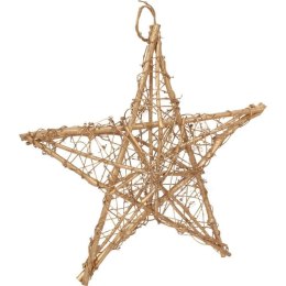 Złota Dwustronna Gwiazda z Rattanu - Zawieszka Świąteczna 40 cm
