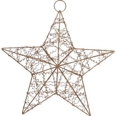 Złota Gwiazda Zawieszka na Choinkę lub Okno, Drewniana, 30 cm