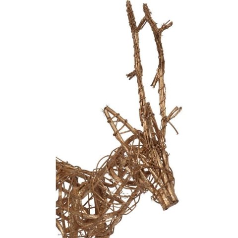 Złoty Renifer z Rattanu ozdobiony Brokatem - Figurka Dekoracyjna 48 cm