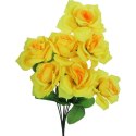Żółty Bukiet Dekoracyjnych Róż - 7 Sztuk, Realistyczny Wygląd, Wysokość 44cm