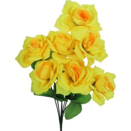 Żółty Bukiet Dekoracyjnych Róż - 7 Sztuk, Realistyczny Wygląd, Wysokość 44cm