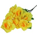 Żółty Bukiet Dekoracyjnych Róż - 7 Sztuk, Realistyczny Wygląd, Wysokość 44cm
