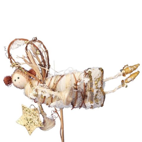 ANIOŁ FIGURKA STOJĄCA Z SIZALU I GAŁĄZEK 34 CM