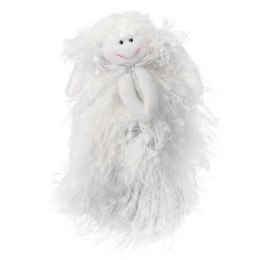 Aniołek z Włóczki w Białym Ubranku ze Srebrnymi Nitkami z Gwiazdą, 25 cm