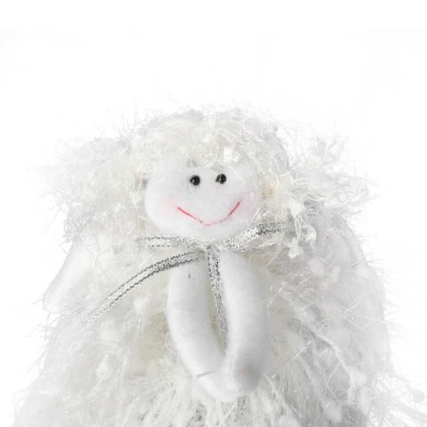 Aniołek z Włóczki w Białym Ubranku ze Srebrnymi Nitkami z Gwiazdą, 25 cm