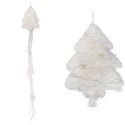 BIAŁA ZAWIESZKA DEKORACYJNA CHOINKA Z WŁÓCZKI 70 CM