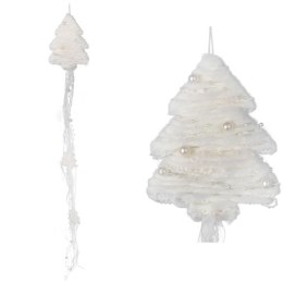 BIAŁA ZAWIESZKA DEKORACYJNA CHOINKA Z WŁÓCZKI 70 CM