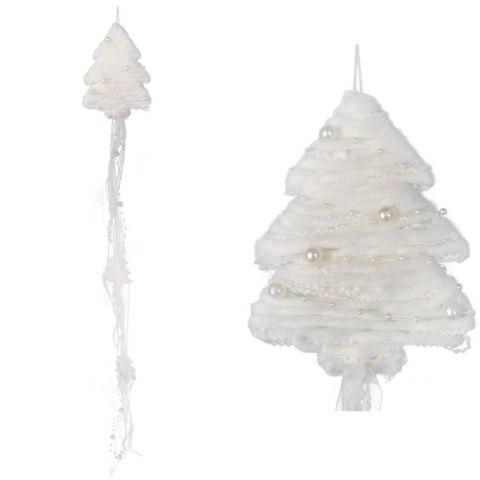 BIAŁA ZAWIESZKA DEKORACYJNA CHOINKA Z WŁÓCZKI 70 CM