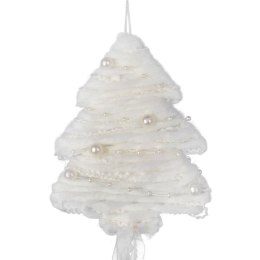 BIAŁA ZAWIESZKA DEKORACYJNA CHOINKA Z WŁÓCZKI 70 CM