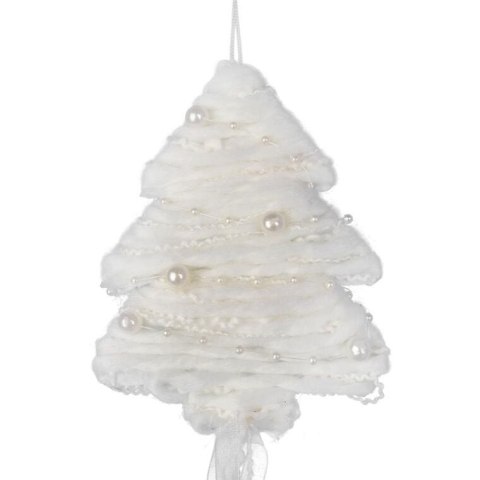 BIAŁA ZAWIESZKA DEKORACYJNA CHOINKA Z WŁÓCZKI 70 CM