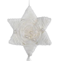 BIAŁA ZAWIESZKA DEKORACYJNA GWIAZDA Z WŁÓCZKI 70 CM