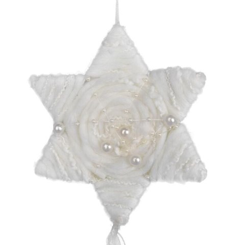 BIAŁA ZAWIESZKA DEKORACYJNA GWIAZDA Z WŁÓCZKI 70 CM