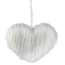 BIAŁA ZAWIESZKA DEKORACYJNA SERCE Z WŁÓCZKI 13 CM