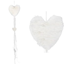 BIAŁA ZAWIESZKA DEKORACYJNA SERCE Z WŁÓCZKI 70 CM
