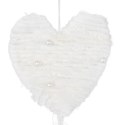 BIAŁA ZAWIESZKA DEKORACYJNA SERCE Z WŁÓCZKI 70 CM