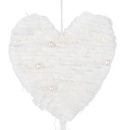 BIAŁA ZAWIESZKA DEKORACYJNA SERCE Z WŁÓCZKI 70 CM
