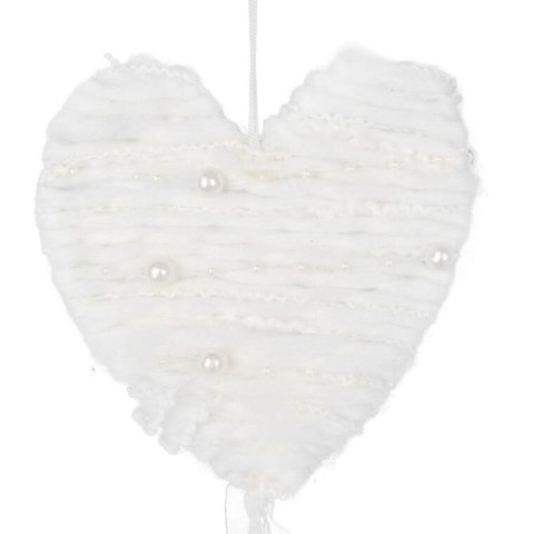BIAŁA ZAWIESZKA DEKORACYJNA SERCE Z WŁÓCZKI 70 CM
