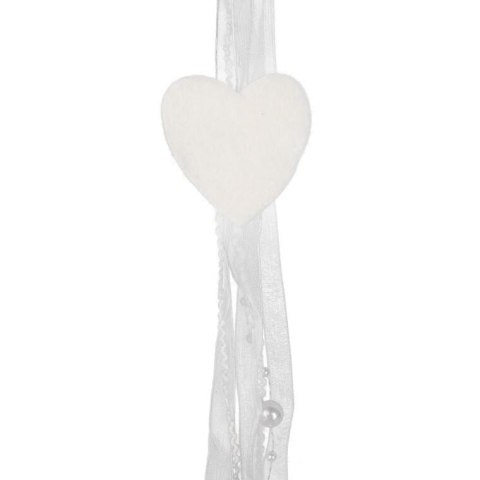 BIAŁA ZAWIESZKA DEKORACYJNA SERCE Z WŁÓCZKI 70 CM
