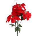 BUKIET 5 SZTUCZNYCH POINSECJI WELUROWYCH Z ZŁOTYMI ŚRODKAMI, WYSOKOŚĆ 52 CM, KOLOR CZERWONY
