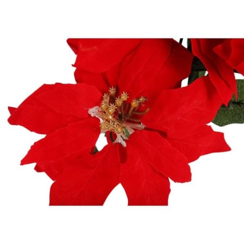 BUKIET 5 SZTUCZNYCH POINSECJI WELUROWYCH Z ZŁOTYMI ŚRODKAMI, WYSOKOŚĆ 52 CM, KOLOR CZERWONY