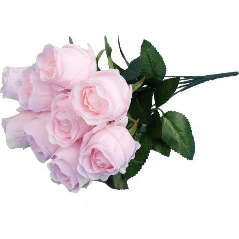 BUKIET 9 RÓŻ 45 CM KOLOR JASNO RÓŻOWY