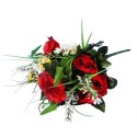 BUKIET SZTUCZNYCH RÓŻ I BRATKÓW W KOLORZE CZERWONYM 46 CM