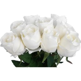 Biały Bukiet 9 Sztucznych Róż Wyglądających Jak Żywe o Wysokości 45 cm