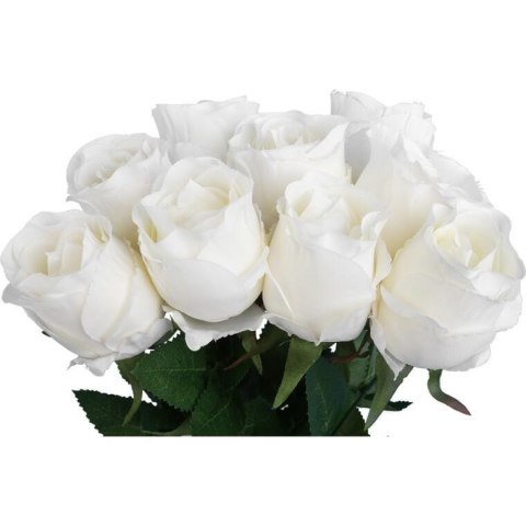 Biały Bukiet 9 Sztucznych Róż Wyglądających Jak Żywe o Wysokości 45 cm