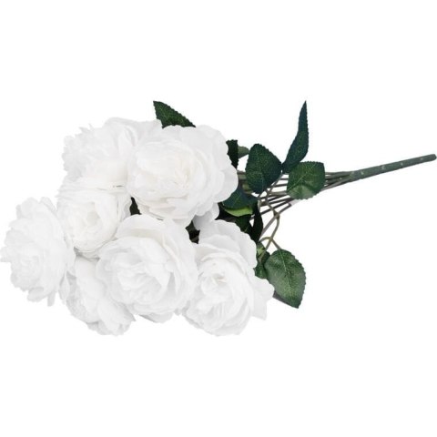 Biały Bukiet Sztucznych Piwonii - 9 Sztuk, Wysokość: 42 cm, Wysokiej Jakości