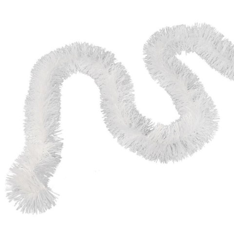 Biały Łańcuch Choinkowy z Metalizowanej Folii, 7 cm x 200 cm