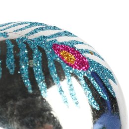 Bombka plastikowa srebrna z dekorem 7 cm