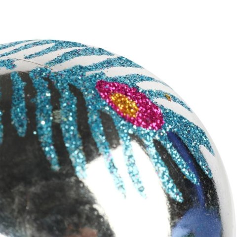 Bombka plastikowa srebrna z dekorem 7 cm