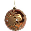 Bombka szklana dekorowana 10 cm brązowa