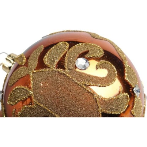 Bombka szklana dekorowana 10 cm brązowa