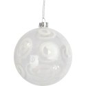 Bombka szklana przezroczysta z białą dekoracją w kształcie liści II