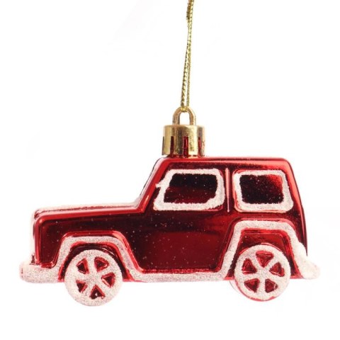 Bombki Bożonarodzeniowe Samochody - Plastikowe, Czerwone, 8 cm - Zestaw 3 sztuk