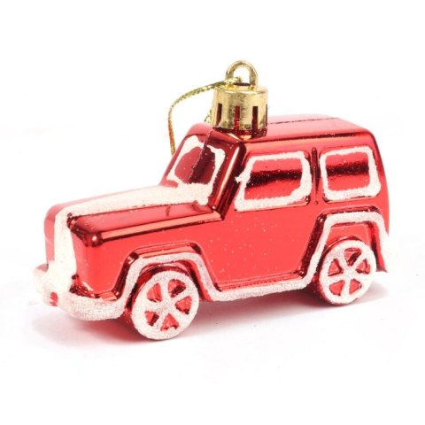 Bombki Bożonarodzeniowe Samochody - Plastikowe, Czerwone, 8 cm - Zestaw 3 sztuk