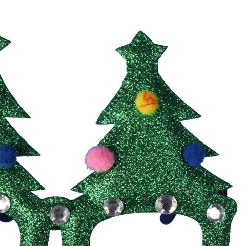 Brokatowe Okulary Świąteczne w Kształcie Choinki