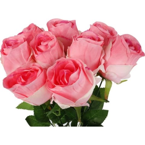 Bukiet Szlachetnych Róż w Kolorze Różowym, 45 cm - Kwiaty Sztuczne o Realistycznym Wyglądzie