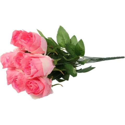 Bukiet Szlachetnych Róż w Kolorze Różowym, 45 cm - Kwiaty Sztuczne o Realistycznym Wyglądzie