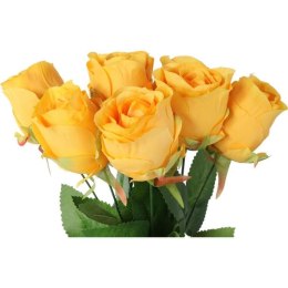 Bułkiet 9 Sztucznych Róż Wysokiej Jakości 45 cm - Kolor Żółty