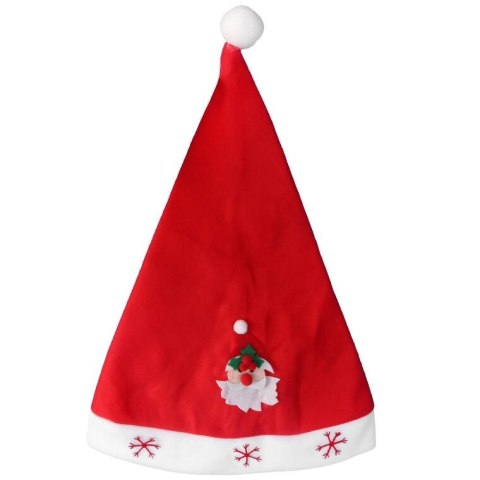 Czapka Mikołaja z Figurką, Czerwona, Wykonana z Miękkiego Materiału, Wymiary 40x28 cm