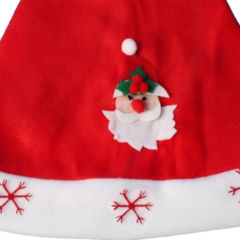 Czapka Mikołaja z Figurką, Czerwona, Wykonana z Miękkiego Materiału, Wymiary 40x28 cm