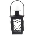 Czarna Metalowa Latarenka na Świeczkę Tealight z Motywem Serca 12 cm