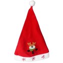 Czerwona Czapka Mikołaja z Figurką Renifera - Wysokiej Jakości Materiał