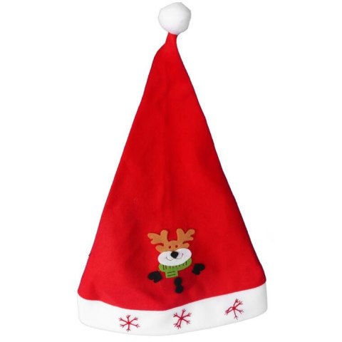 Czerwona Czapka Mikołaja z Figurką Renifera - Wysokiej Jakości Materiał